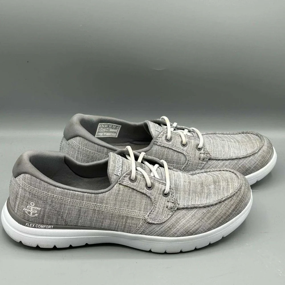 Skechers On-The-Go Flex Comfort Boat Shoes Women‎ 8 Gray 136453 Slip On Loafers